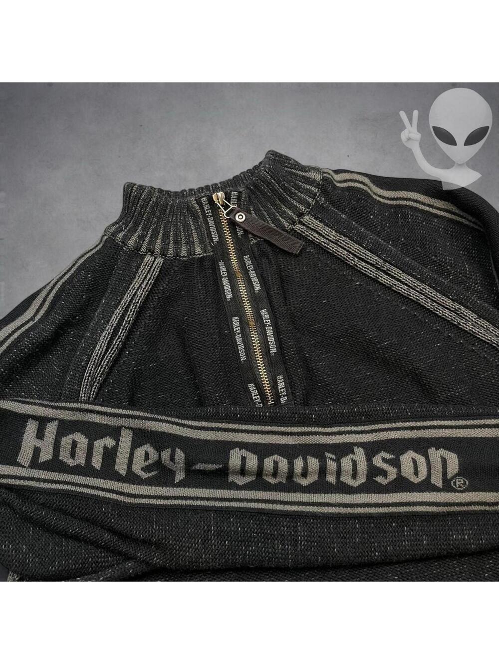 90s Harley Davidson Knit Sweater Small Black Gray Pullover